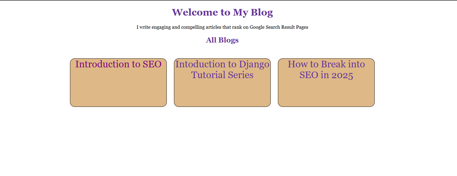 Simple blog home page with Django